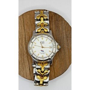 ESQ by Movado Two-Tone Mens Watch White Dial Date Quartz New Battery